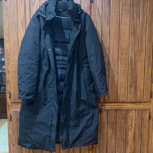 Women’s XL Lands End  long black Puffer Coat